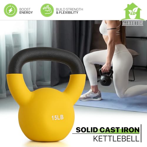 10/15/20LB Kettlebell Weights, Neoprene Coated Solid Cast Iron Kettlebell, Strength Training Kettlebells for Full Body Workout, Cross-Training, Weight Loss and Strength Training
