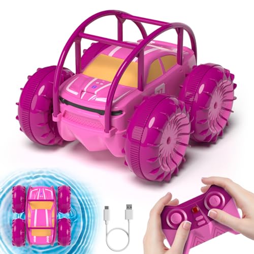 Remote Control Car, Fast Direct Charging RC Cars Amphibious 360° Rotating LED Rechargeable Stunt Car 2.4Ghz 4WD All Terrain RC Race Cars Toy Christmas Birthday Gift for Kids Boys Girls Aged 3-12 years