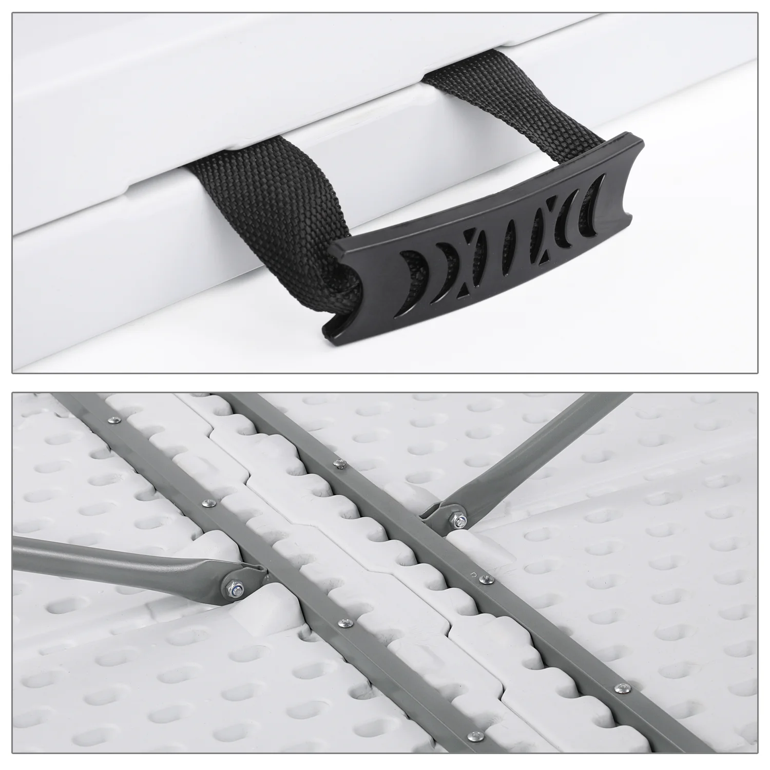 Magshion 11-Piece 6 Ft Folding Dining Table with Chairs Set, Foldable Table Picnic Desk with Handle and 10Pcs Chairs, White