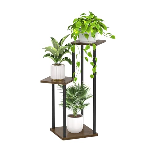 6 Tier Plant Stand Indoor Outdoor , Metal Wood Tiered Corner Plant Stands Pot Holder, Wood Flower Shelf Orchid Display Rack for Living Room Bedroom Balcony Garden Patio, White