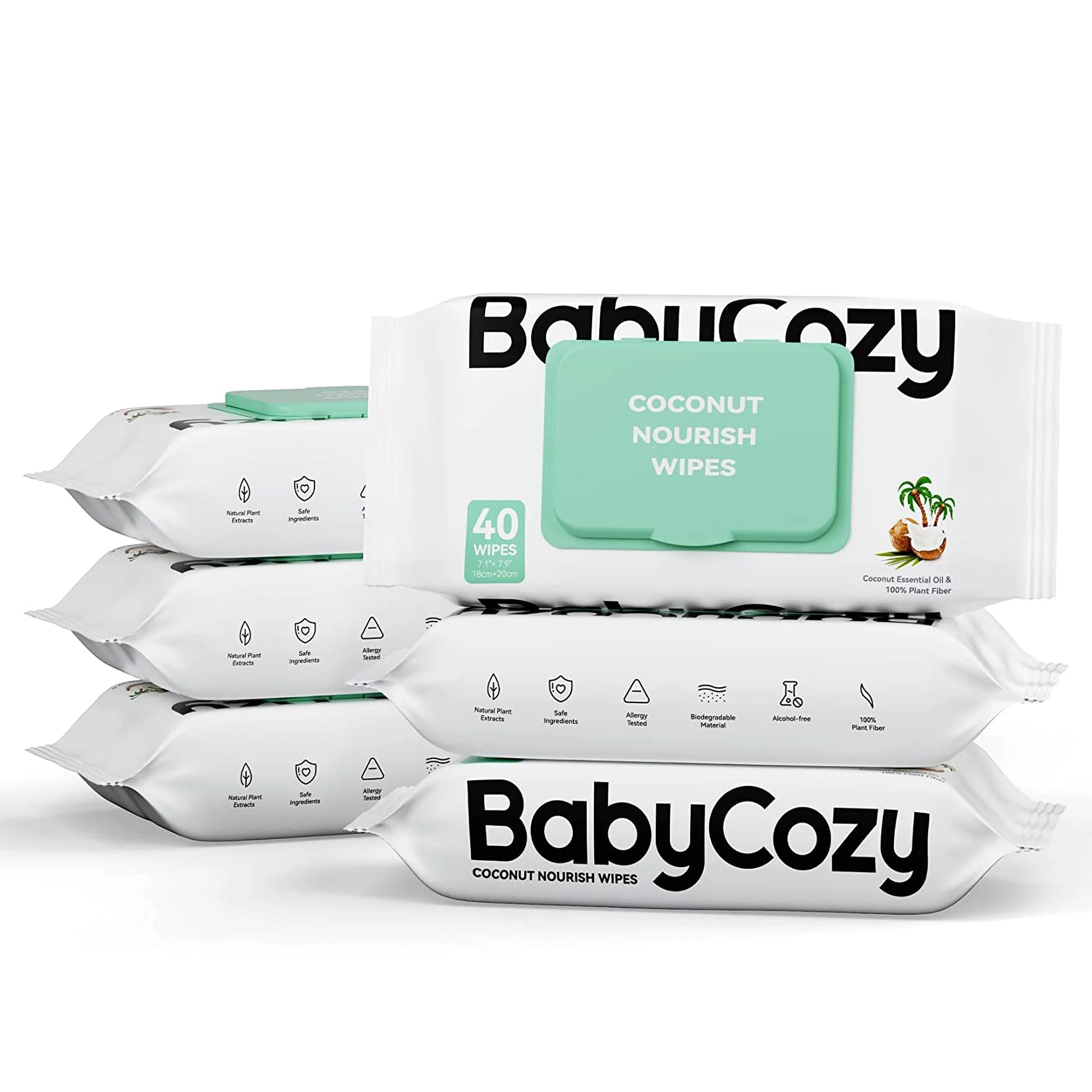 Baby Wipes by Momcozy, Babycozy Coconut Baby Wipes Cleansing & Moisturizing 2-in-1 240 Ct