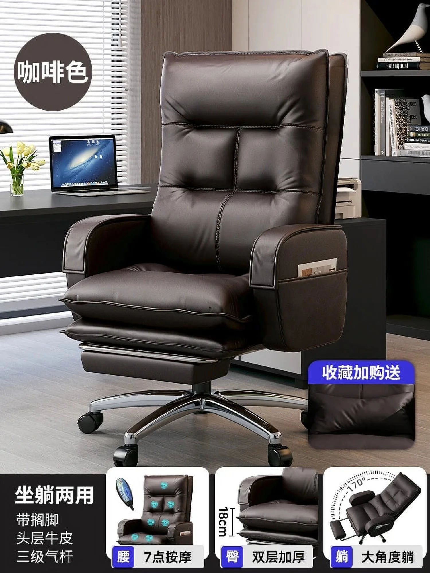 Swivel Genuine Leather Office Chairs Lunch Breaks High End Swivel Chairs Business Office Cowhide 컴퓨터의자 Furniture Room Office
