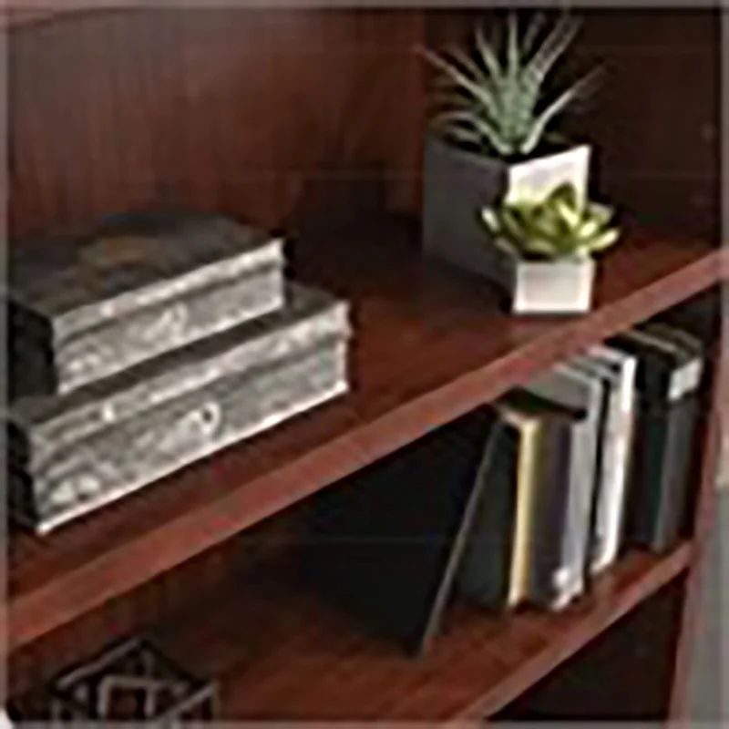 Pemberly Row 5-Shelf Modern Engineered Wood Bookcase in Classic Cherry