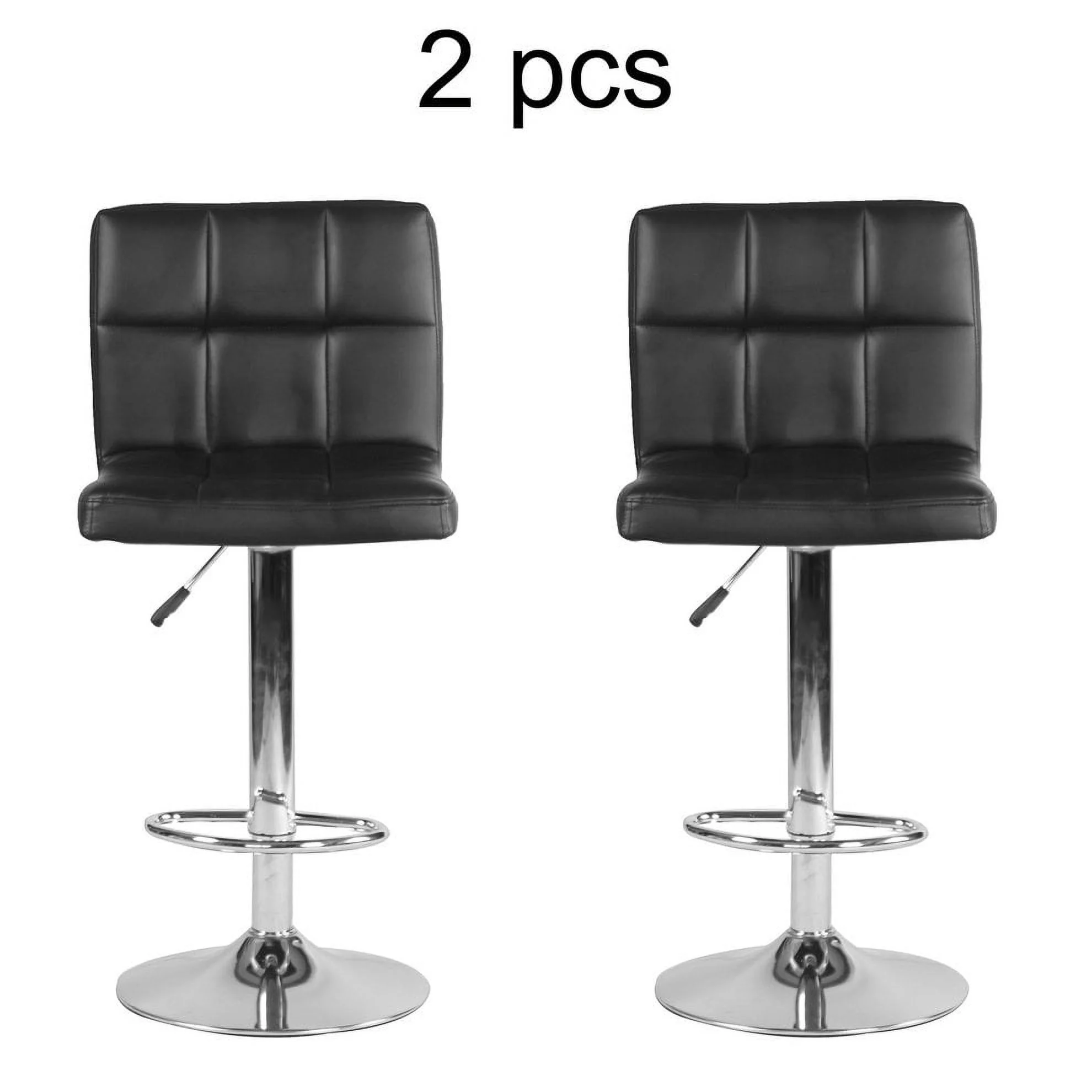 BestOffice Counter Height Bar Stools Set of 2 PU Leather Modern Height Adjustable Swivel Barstools Hydraulic Chair Bar Stools Black