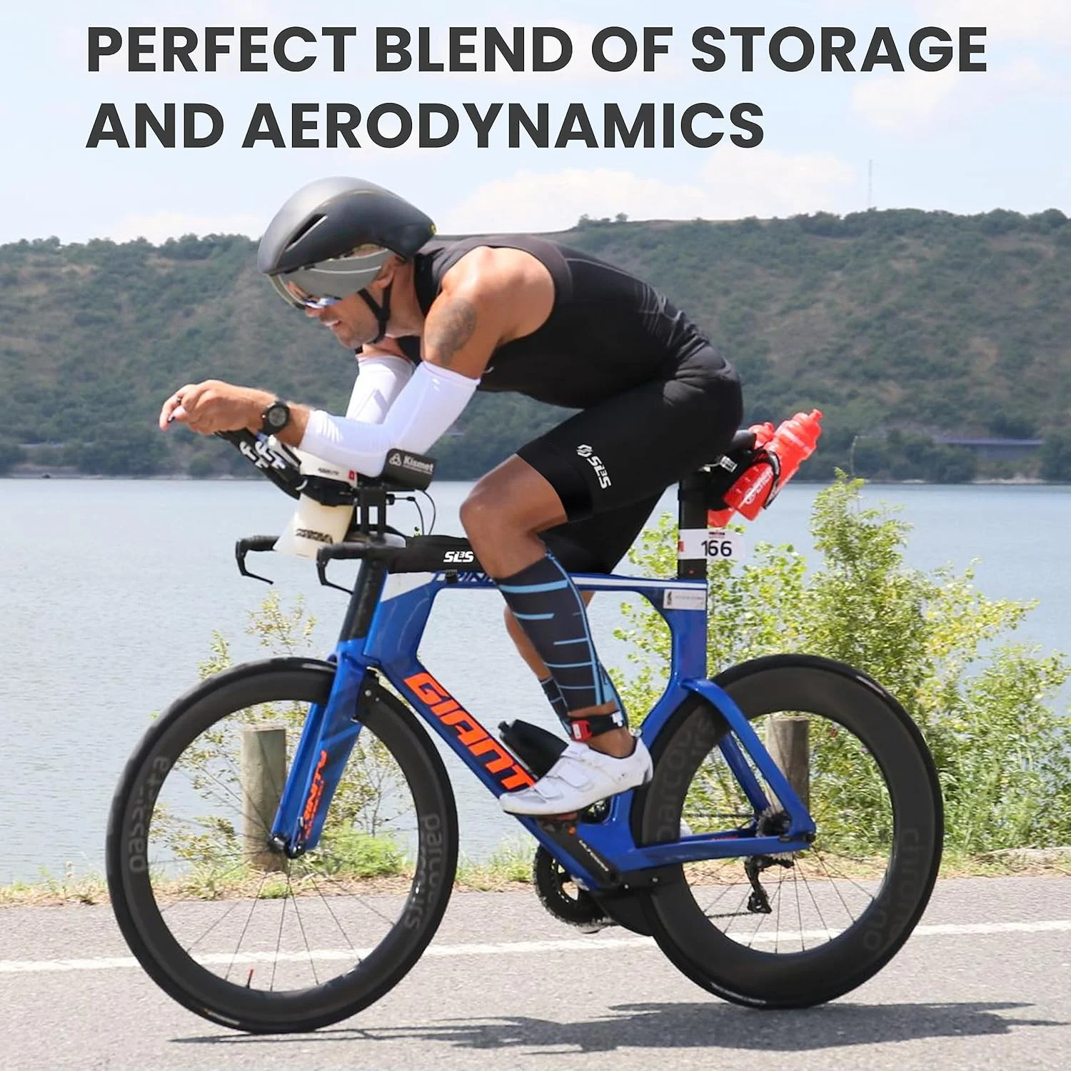 SLS3 Aero Top Tube Bike Bag - Small, Stable & Secure Bike Frame Bag for Triathlon & Cycling Race Accessories - Premium Low Profile Tri Bike Pouch to Reduce Drag - Custom Fit Bicycle Bag for Bike Stem