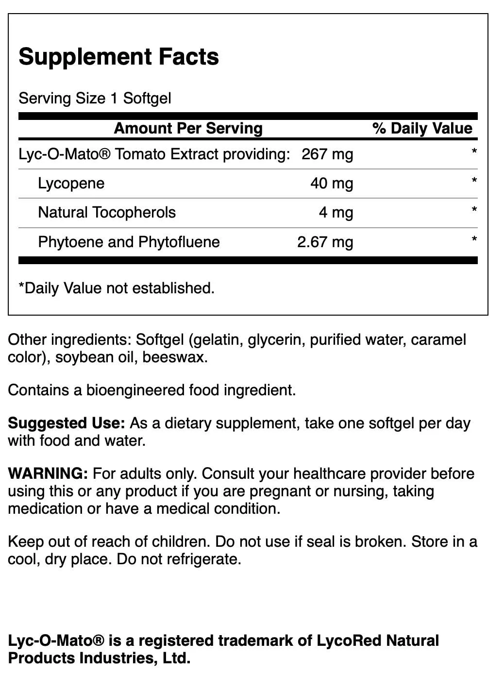 Swanson Super-Strength Lyc-O-Mato Lycopene 40 mg 60 Softgels