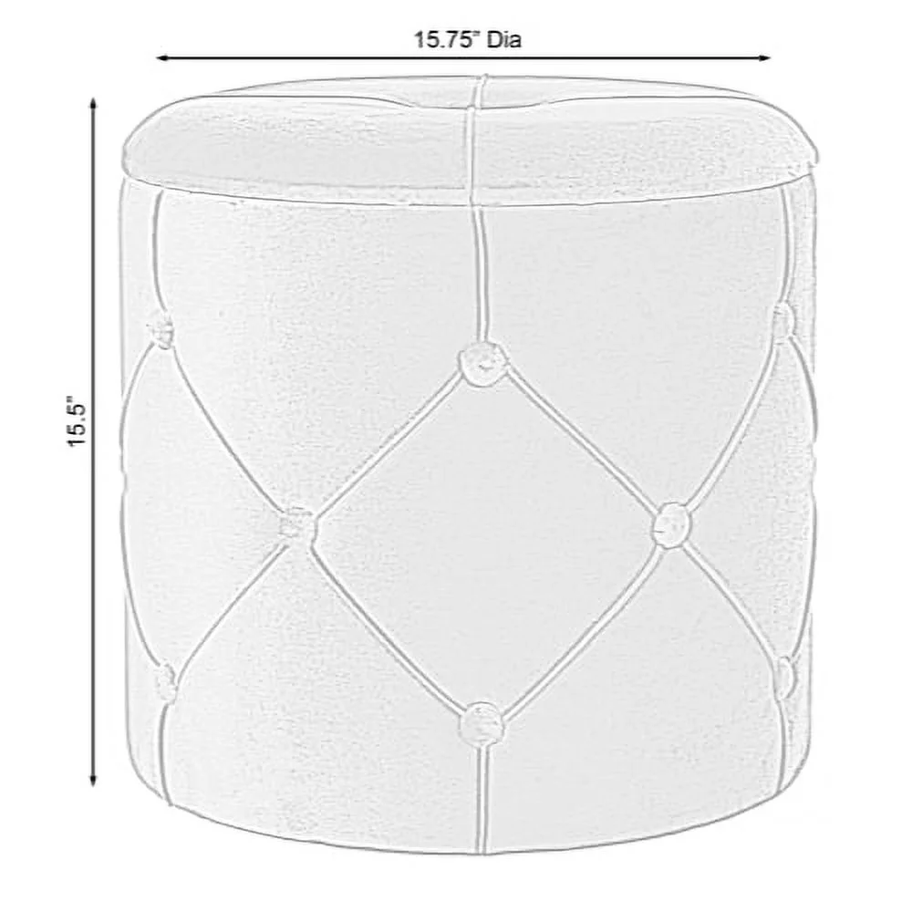 Fabulaxe  15.75 x 15.5 in. Round Wooden Velvet Ottoman Stool with Lid, Yellow