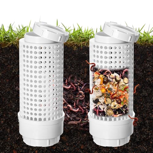 Blosssound 2 Pcs Inground Worm Composter Outdoor Farm Compost Bin Reducing Food Waste Composting Systems Sustainable Worm Composter for Raised Garden Beds at Home(11.81 x 4.33 x 4.33 Inch)