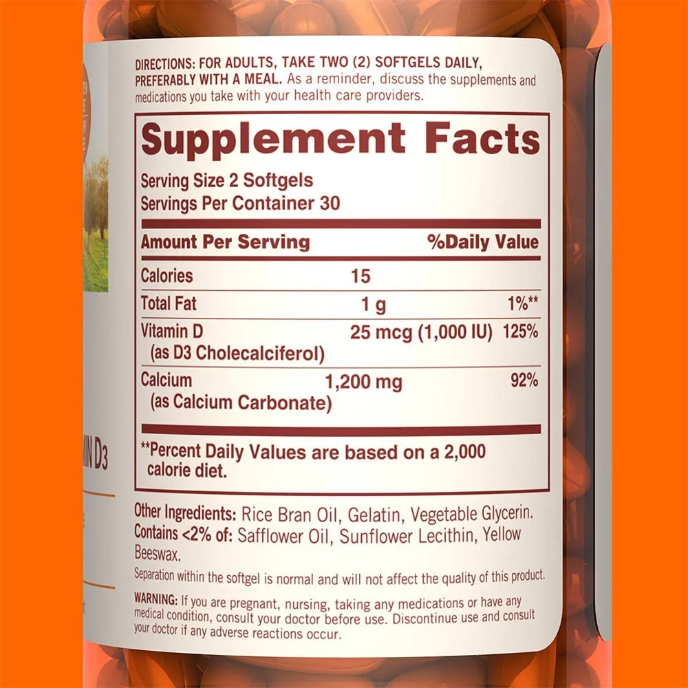 Sundown Calcium 1200 Plus D Liquid Filled Softgels 60 ea (Pack of 4)