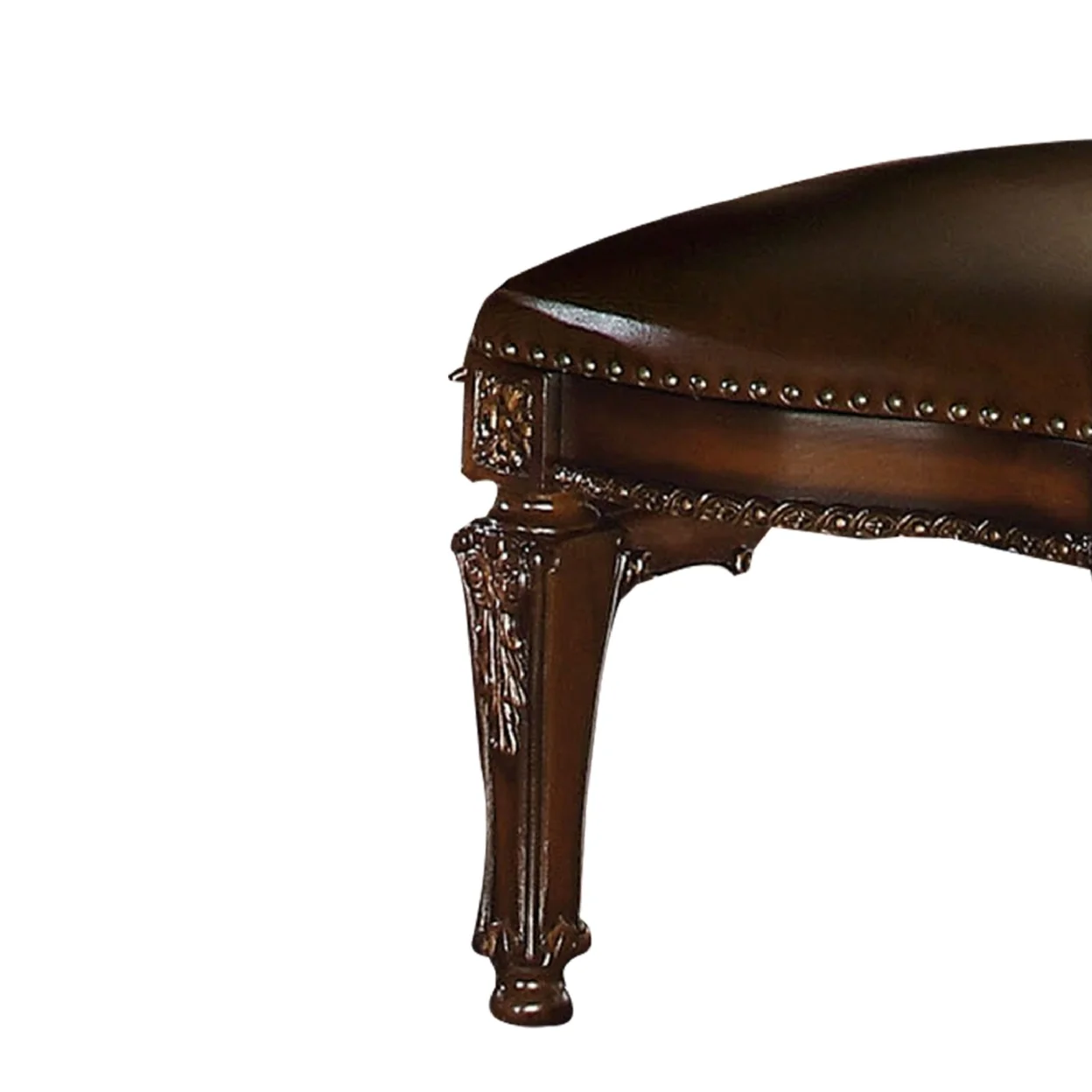 27 Inch Dining Side Chair Vegan Faux Leather Set of 2 Brown- Saltoro Sherpi