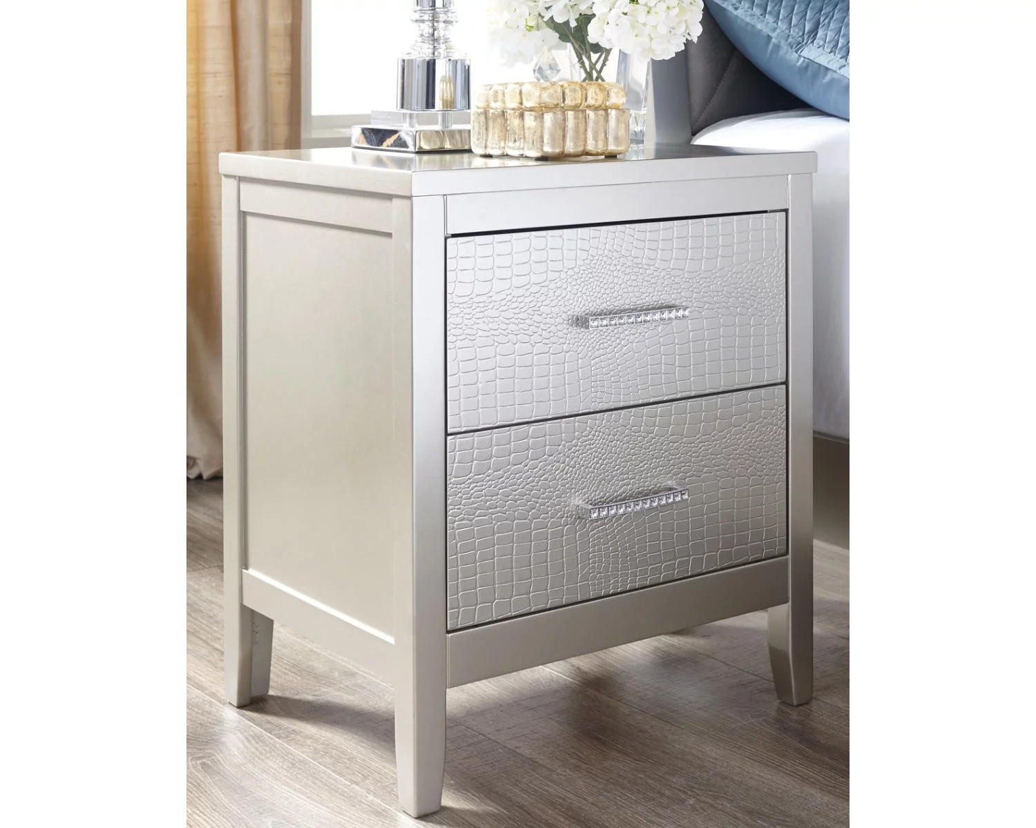 Signature Design by Ashley Contemporary Olivet Nightstand Silver
