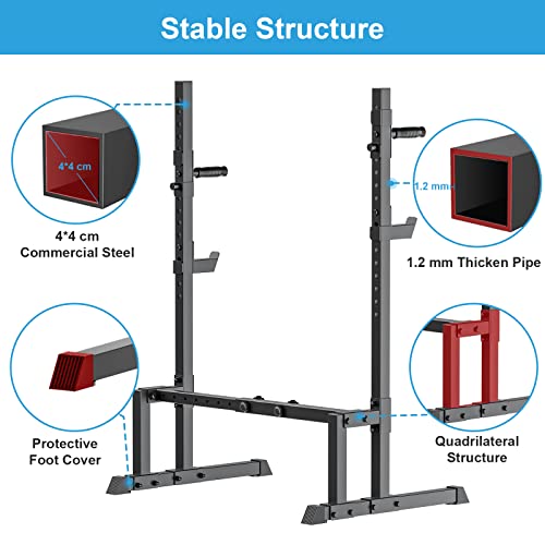 Uboway Barbell Rack Squat Stand Adjustable Bench Press Rack 550LBS Max Load Multi-Function Weight Lifting Home Gym Fitness