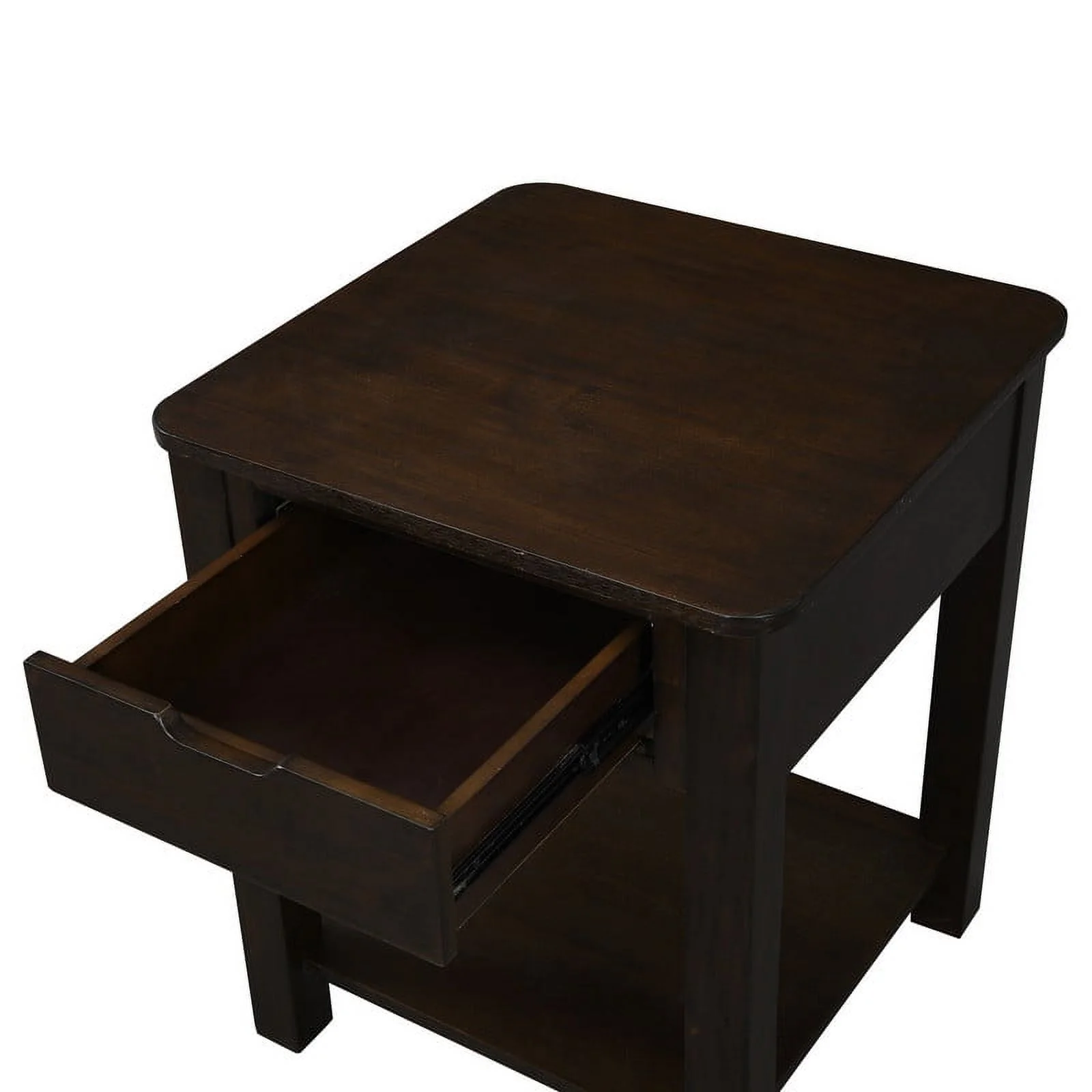 Pemberly Row Dark Brown Engineered Wood End Table with Drawer