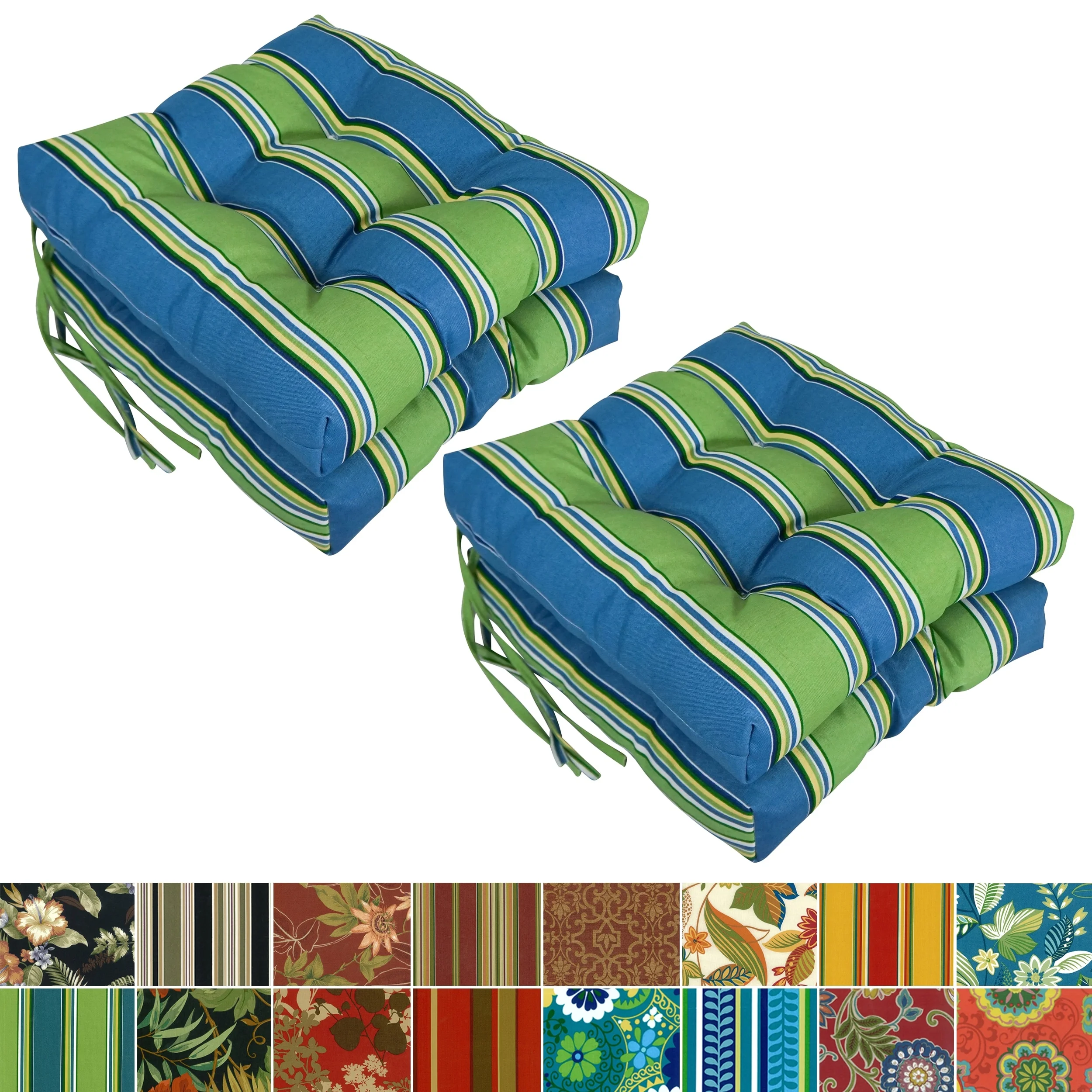 Blazing Needles 16-inch Square Tufted Indoor/Outdoor Chair Cushions (Set of 4) - 16