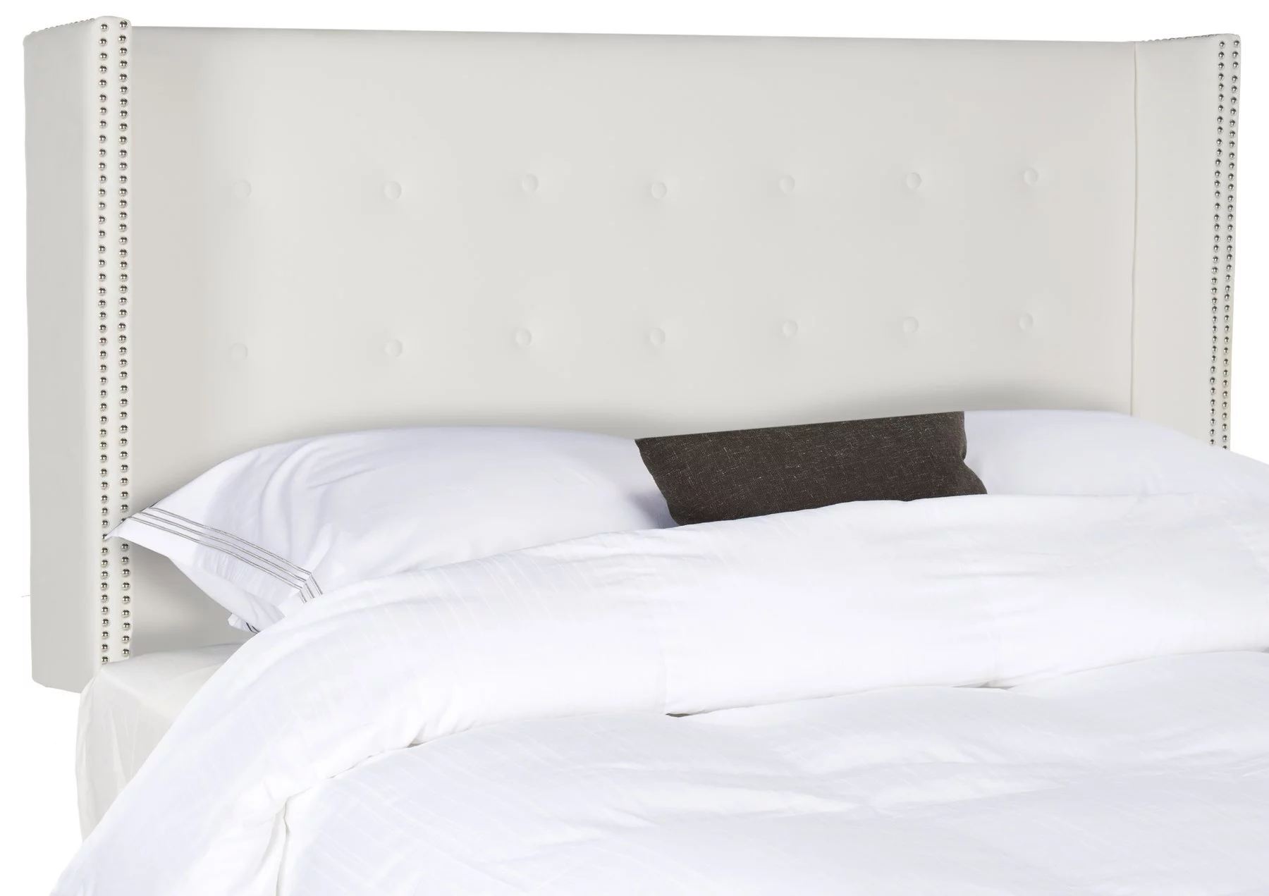 SAFAVIEH Keegan Winged Tufted Wood Headboard with Nail Heads, Full, White