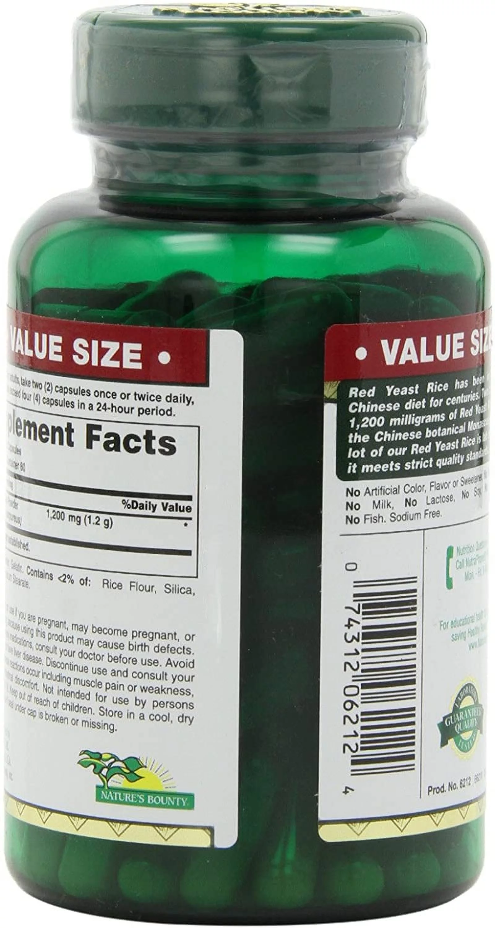 Nature's Bounty Red Yeast Rice 600mg 120 Capsules (Pack of 6)