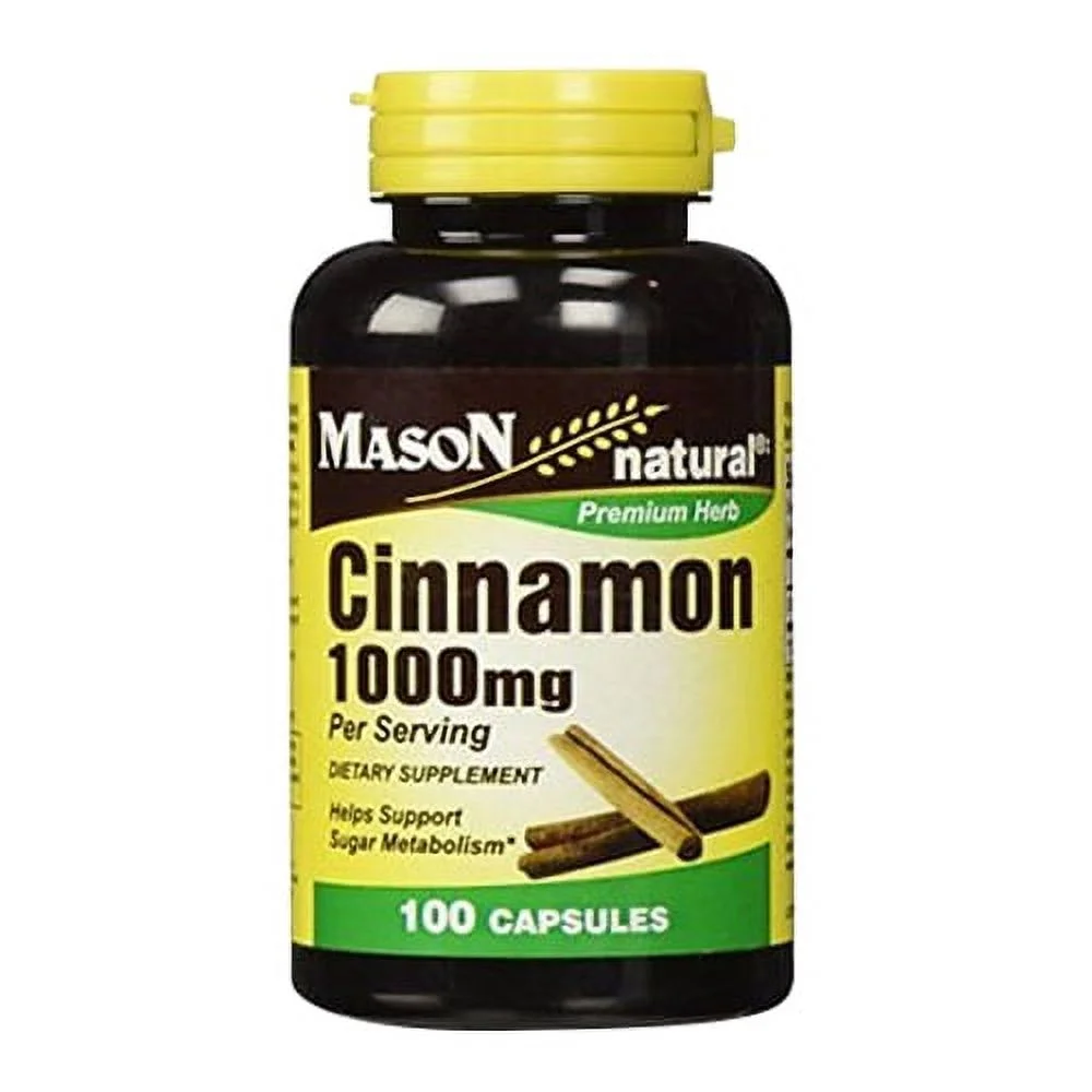 Cinnamon 1000 Mg Natural Dietary Supplement Capsules By Mason - 100 Ea, 2 Pack