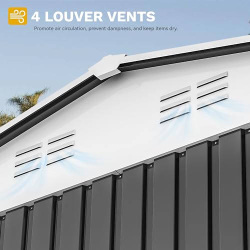 DWVO 6x4ft Storage Shed for Outdoors, Metal Sturdy Weatherproof Tool Locker with Secure Door and Ventilation for Equipment, Mowers, Bikes, Outdoor Spaces, Dark Gray