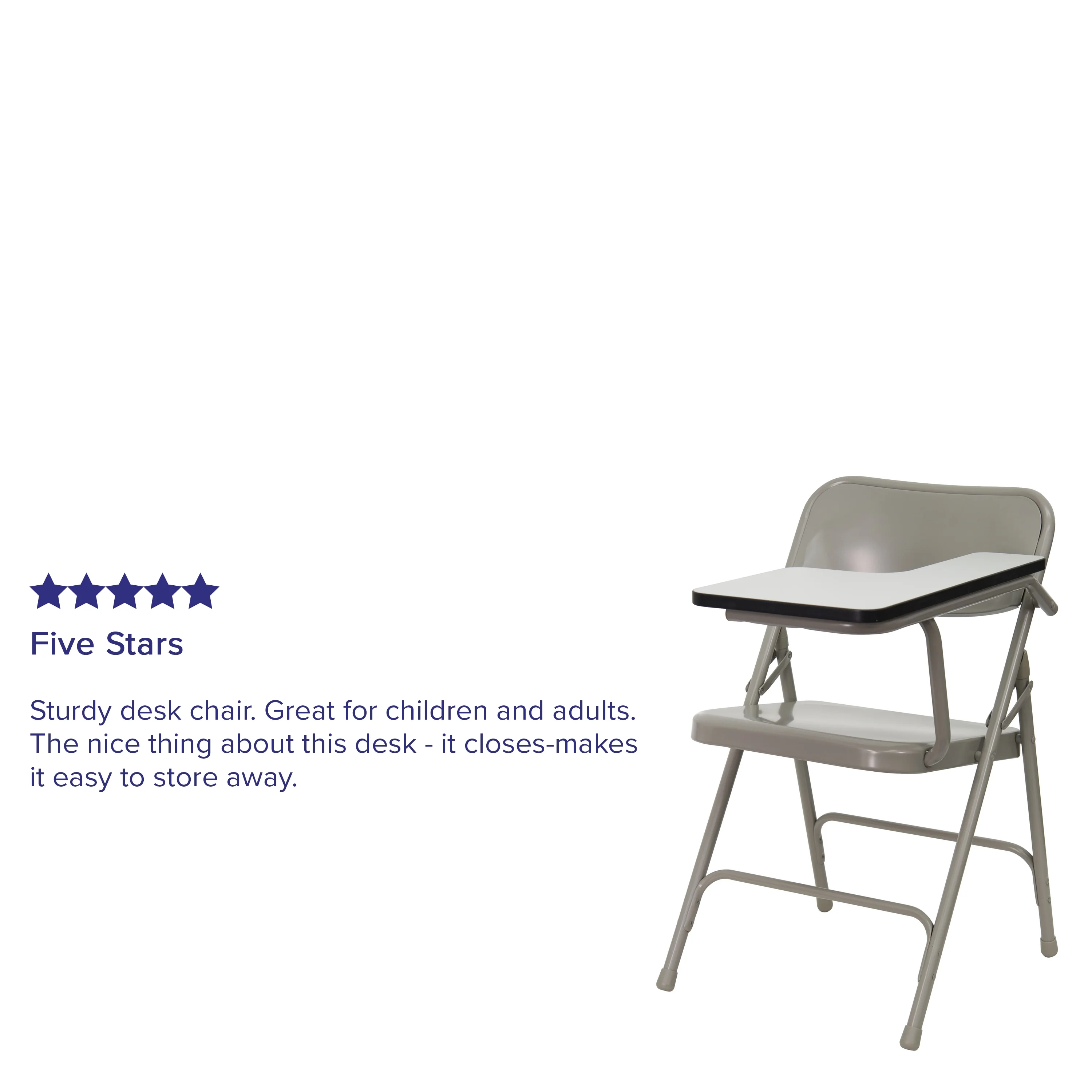 Flash Furniture Ralph Premium Steel Folding Chair with Left Handed Tablet Arm