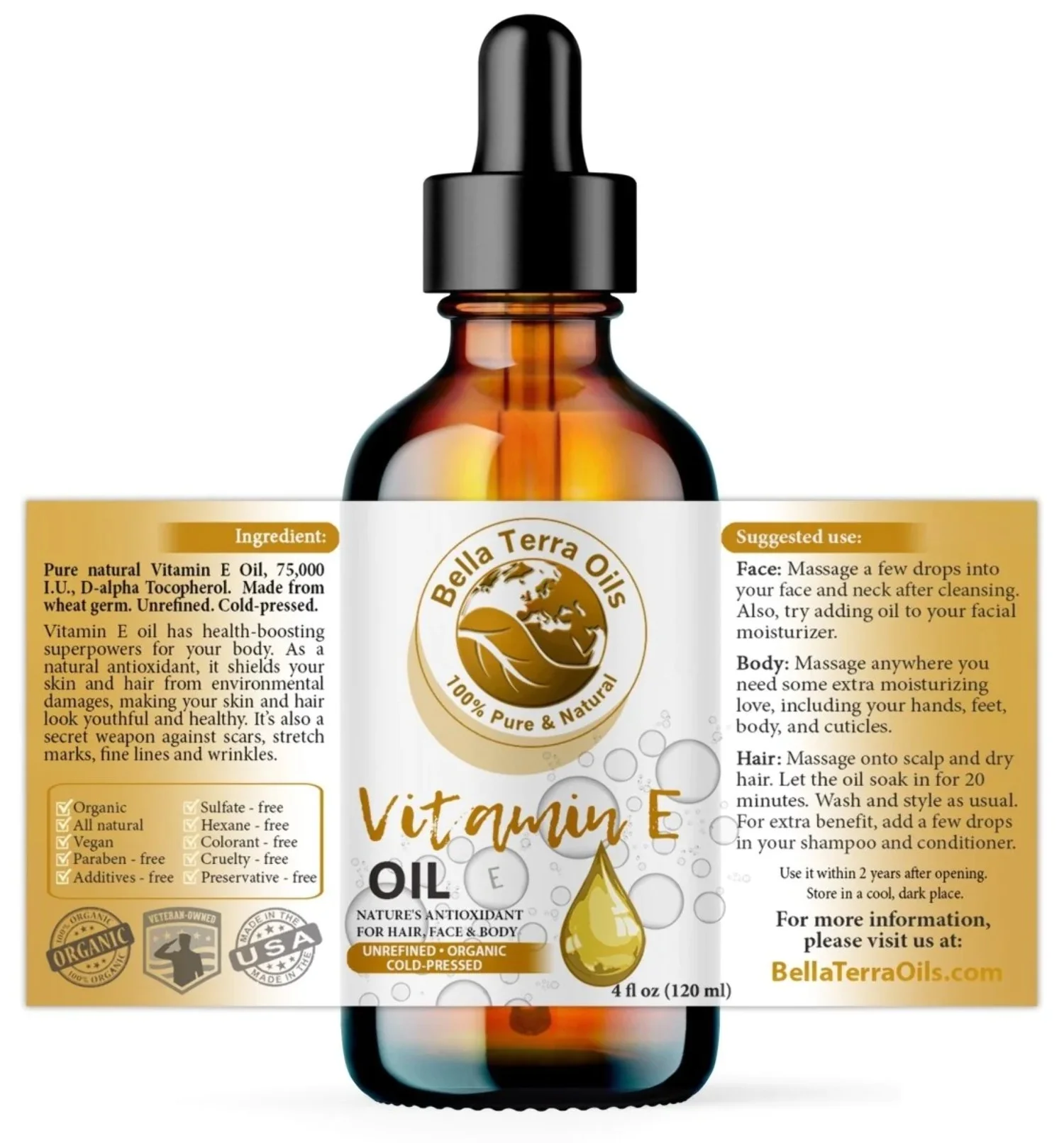 Vitamin E Oil: Pure, Natural, Essential for Skin Repair and Antioxidant Care