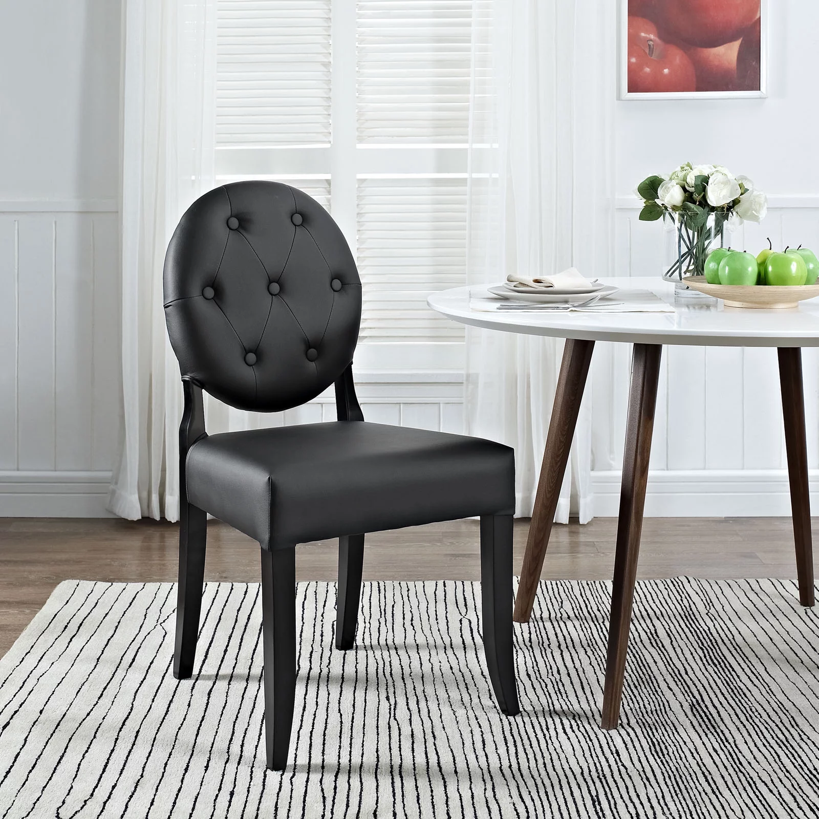 Modway Button Dining Vinyl Side Chair in Black