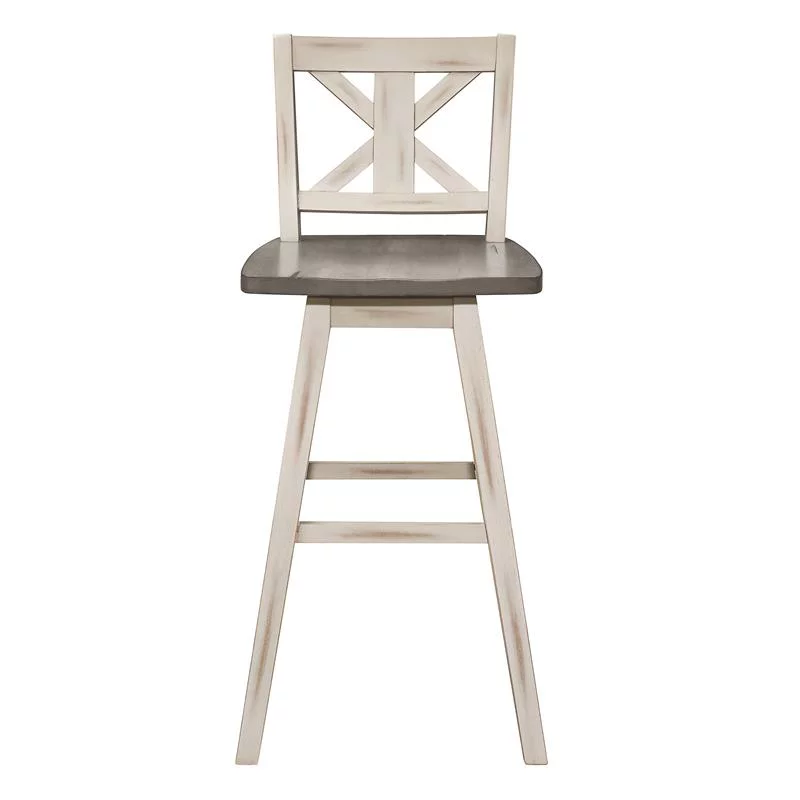 Lexicon Amsonia Cross Back Bar Height Dining Swivel Chair in White (Set of 2)