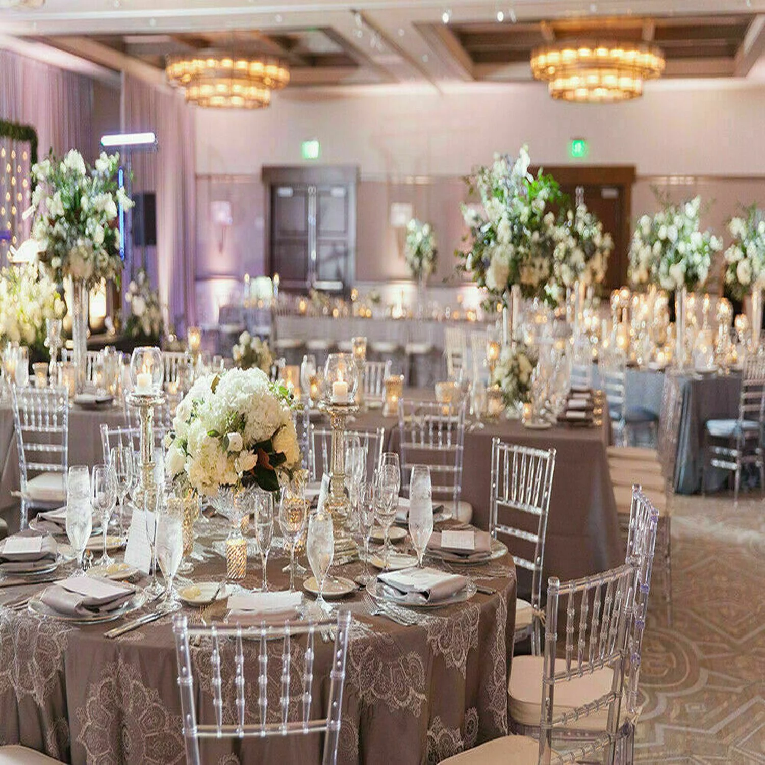 FOH Upgraded 4Pcs Cross Back Stacking In Clear Crystal Chiavari Ghost Chairs, Stackable Transparent Elegant Party Event Wedding Chairs, Reception Dining Side Clear Chairs