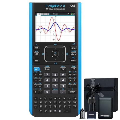 Texas Instruments TI-Nspire CX II CAS Graphing Calculator | Color Screen, 8 Built-in Apps, Python Programming, Included Software, for Math, Science and Finance | Signature Series Power Bundle