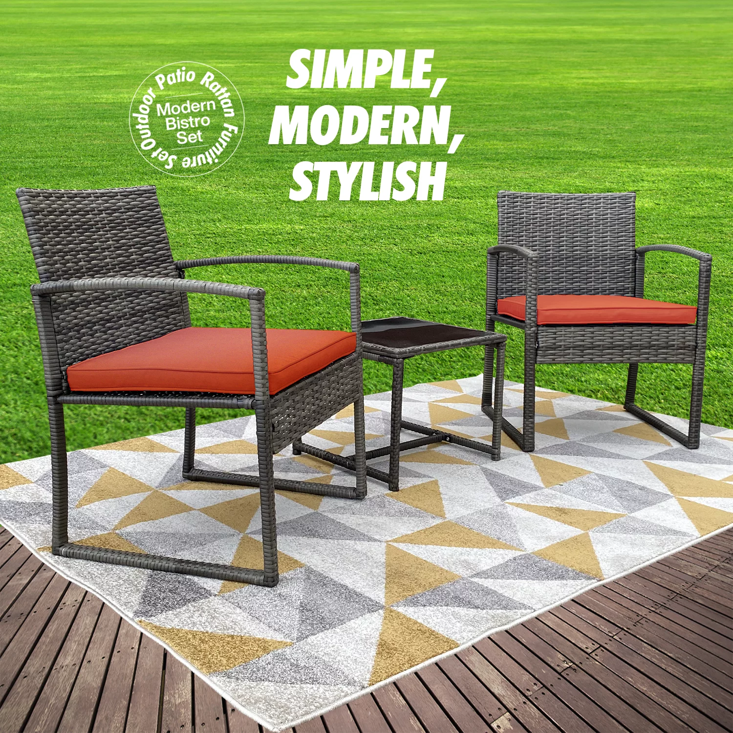 Avel 3-Piece Beautiful Bistro Rattan Furniture Set