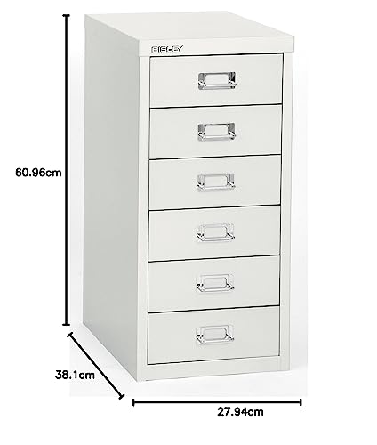 Bisley 10-Drawer Steel MultiDrawer Cabinet - Black, Chrome Pull Handles with Label Holders, Powder-Coated Steel, Removable Drawers, Fits Under Most Desks, Labels Included