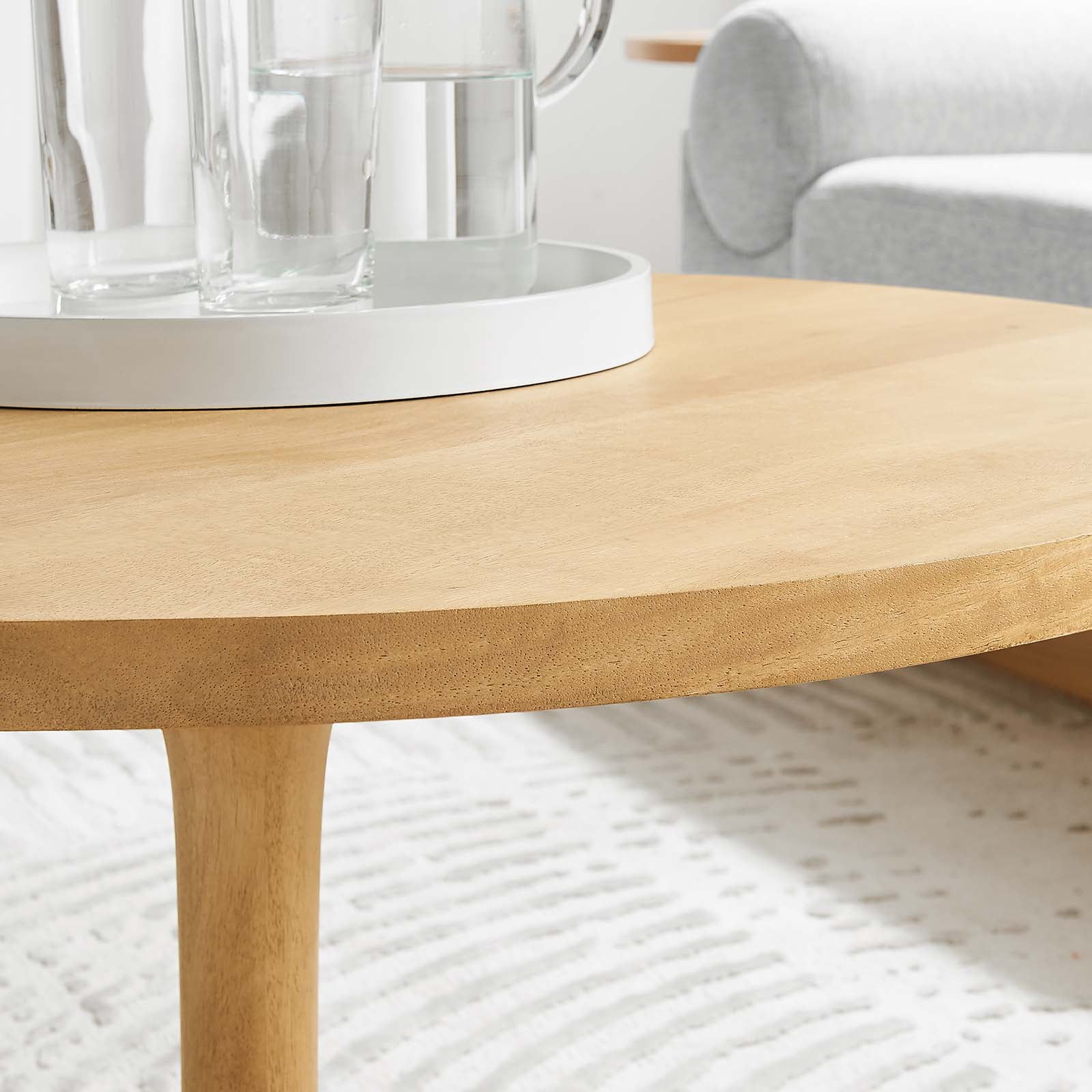 Modway Lina Round Wood Coffee Table in Oak