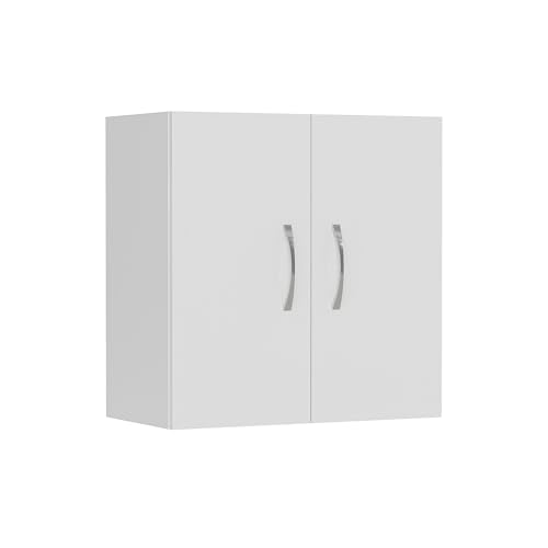 23″ Wall Cabinet with Adjustable Shelf | 2-Door Pantry Cabinet, Wall Mount Storage Cabinet for Bathroom, Kitchen, Living Room, White