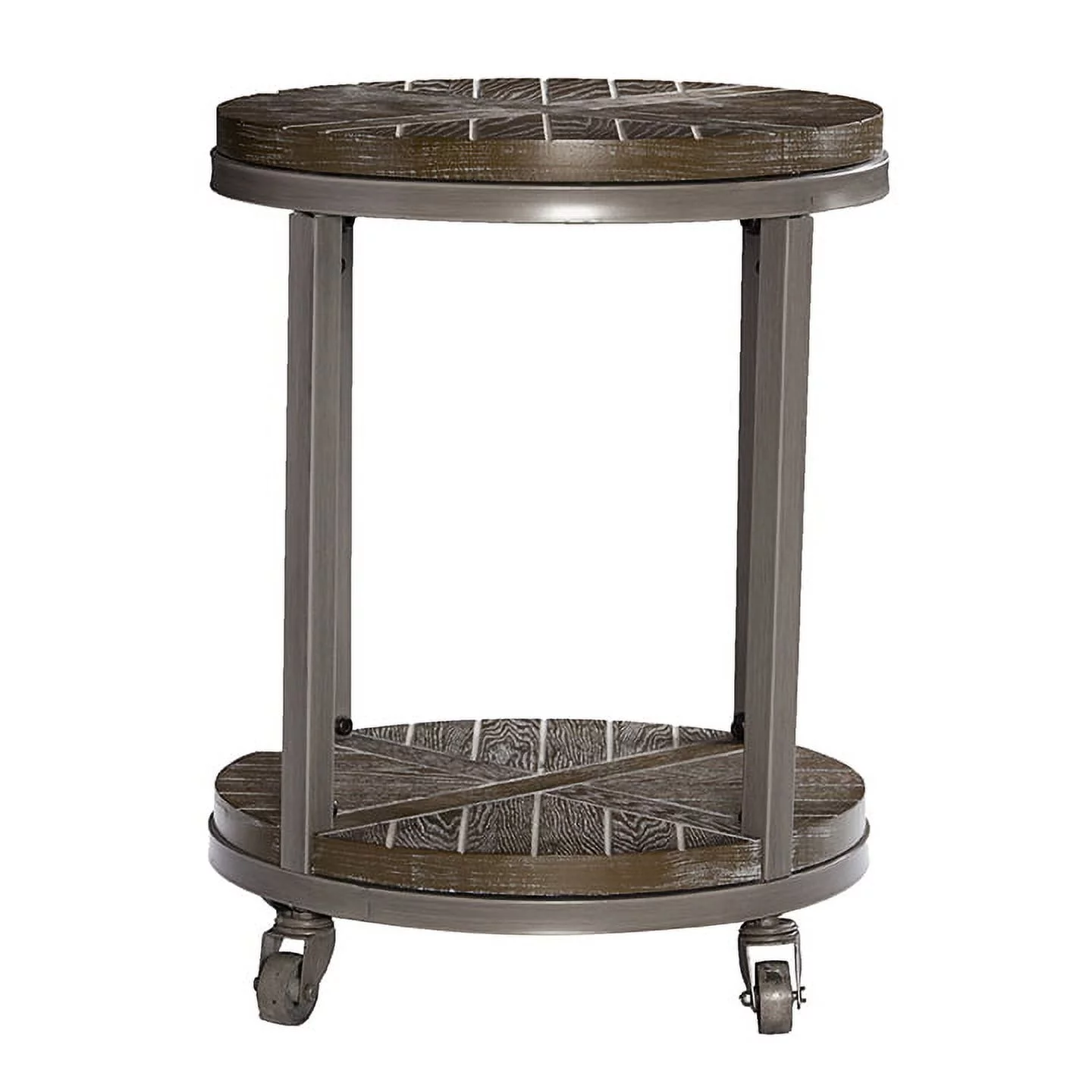 Southern Enterprises Archlyn Round End Table, Gray/Oak