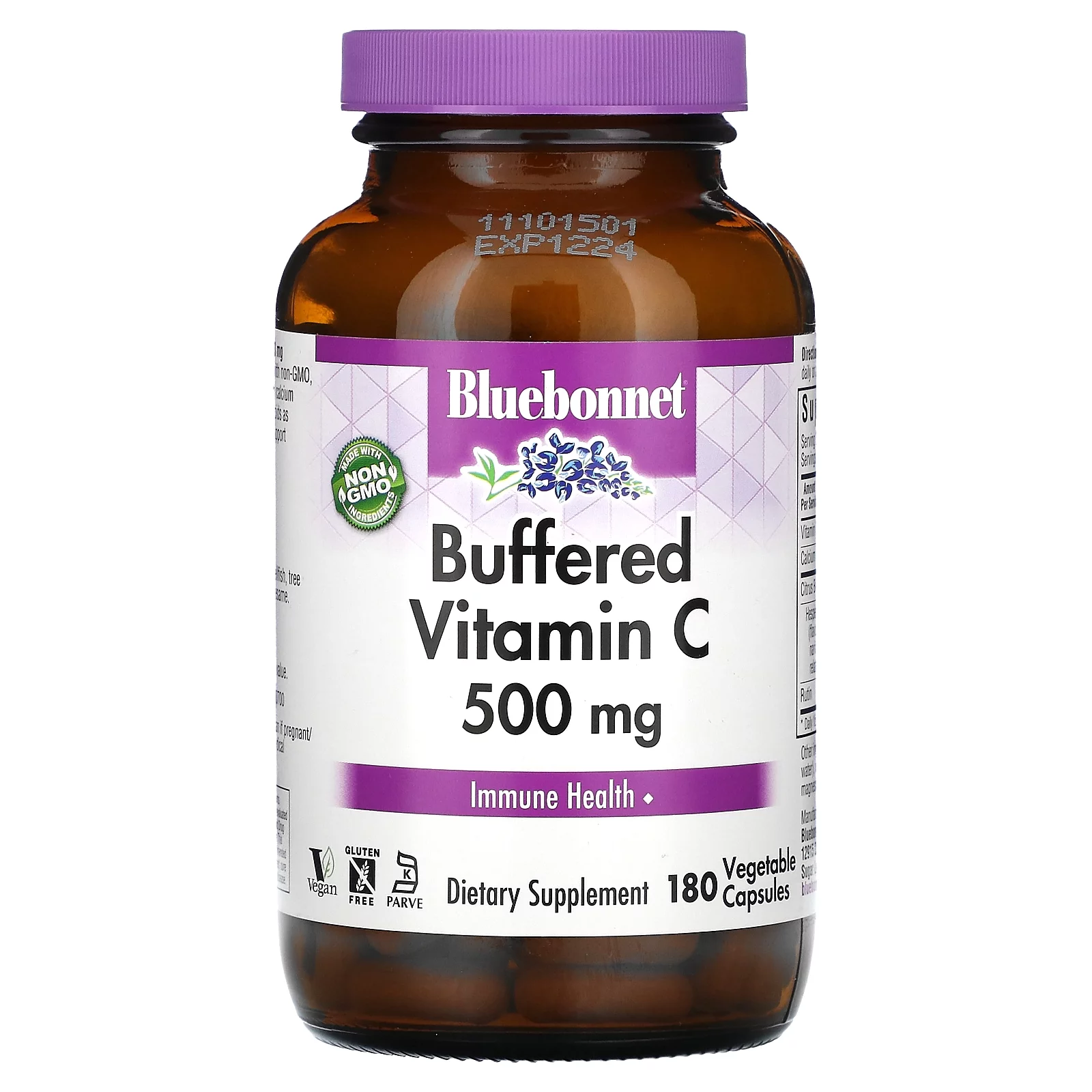Bluebonnet Nutrition Buffered Vitamin C, 500 mg, 180 Vegetable Capsules