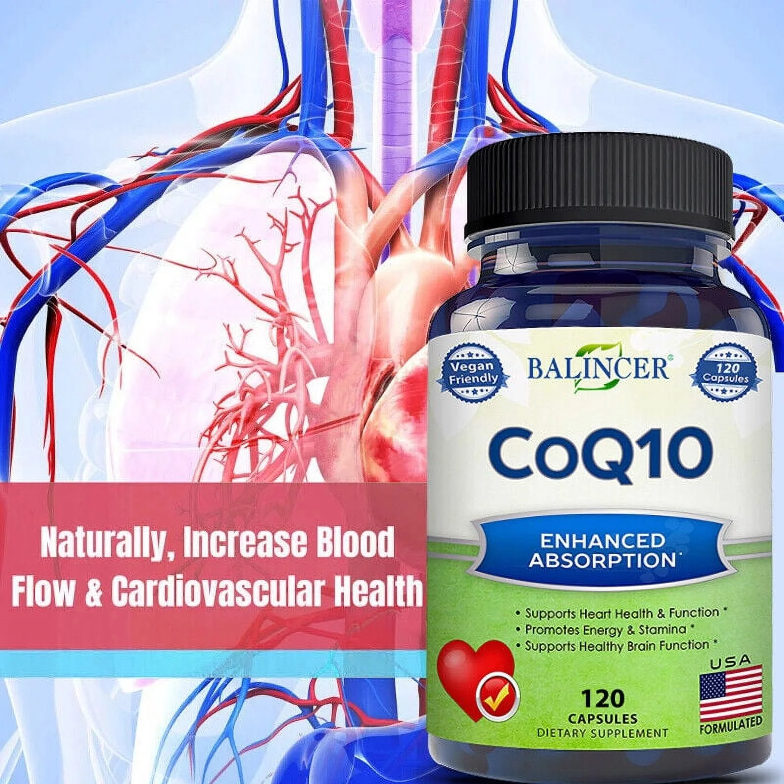 Ba-lincer Pure CoQ10 400mg Enhanced Absortion Per 120 Capsules