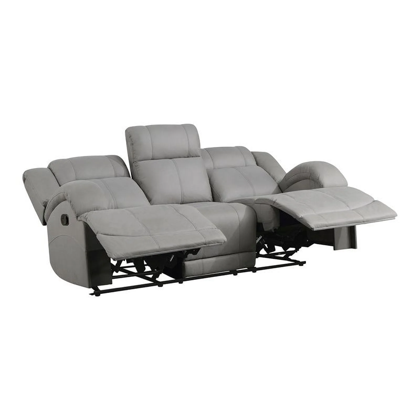 Lexicon Camryn Traditional Wood & Fabric Double Reclining Sofa in Gray