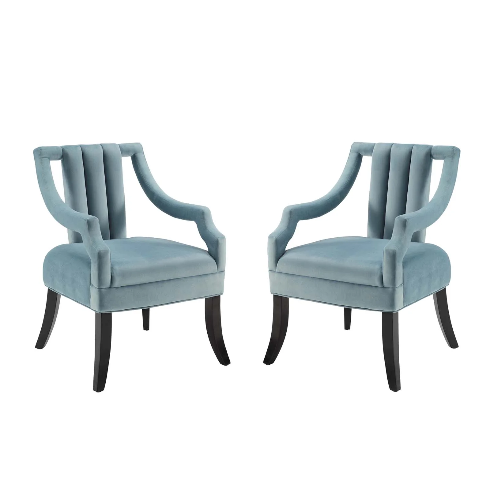 Modway Harken Accent Chair Performance Velvet Set of 2 in Light Blue