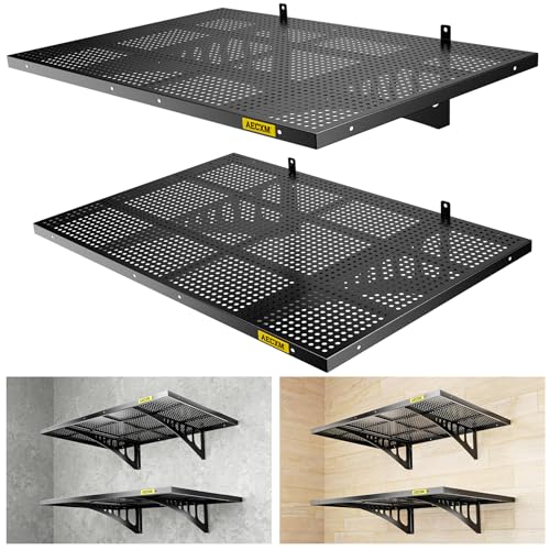 4-Pack 1.64x4ft Adjustable Garage Wall Shelving 1120lbs Load Capacity Heavy Duty Wall Mounted Storage Shelf Metal Floating Shelves for Garage(Black)