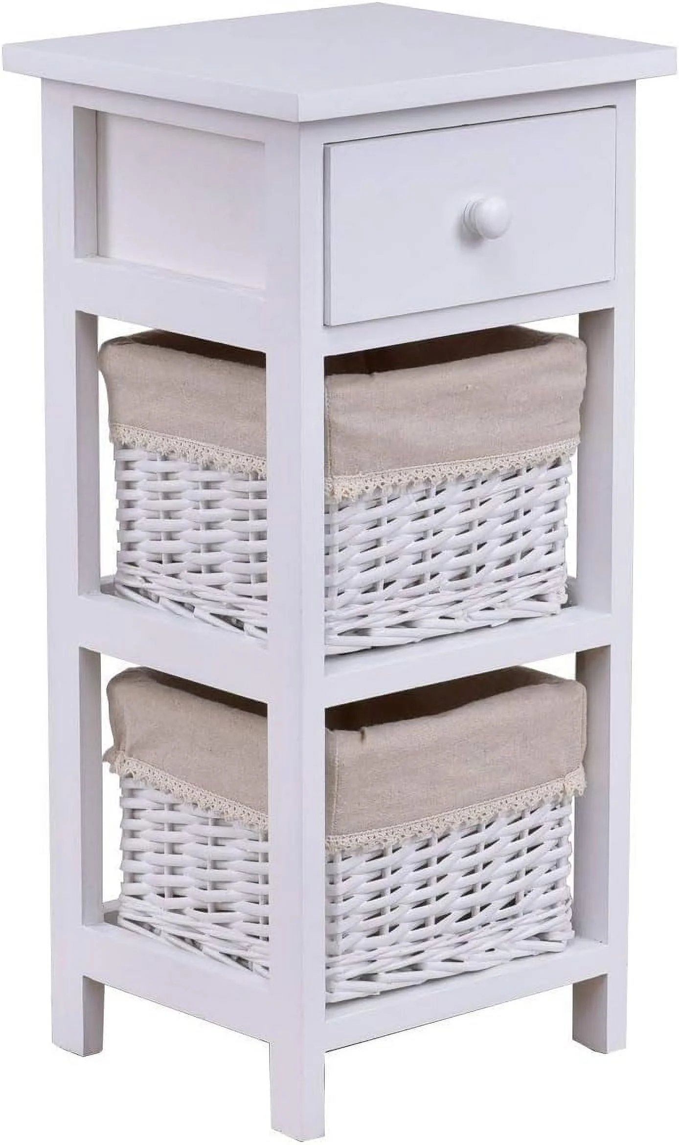 Wooden Bedside Table Nightstand Chest Cabinet Bedroom Furniture Drawer Baskets (1)