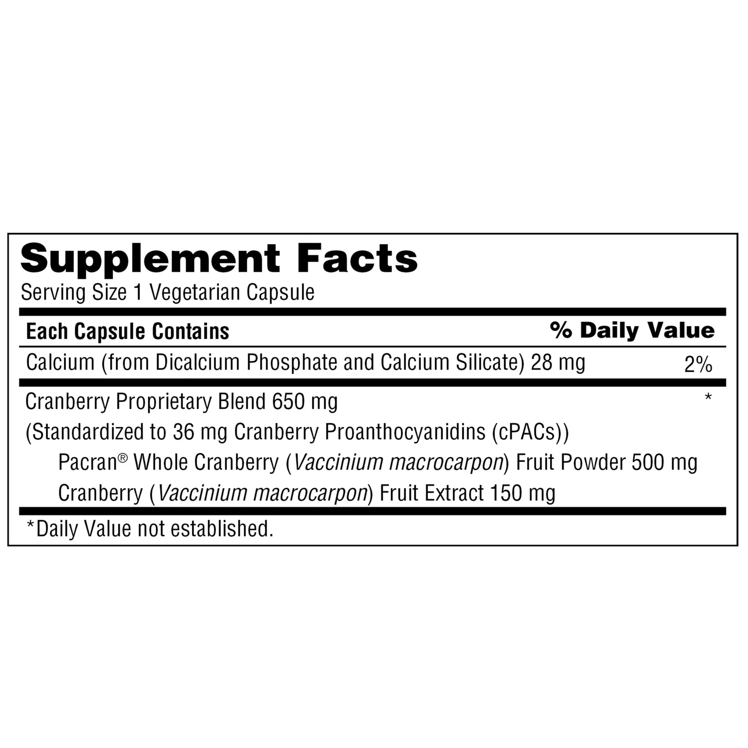 2 Packs Trunature Pacran Cranberry 650 Mg., 140 Vegetarian Capsules