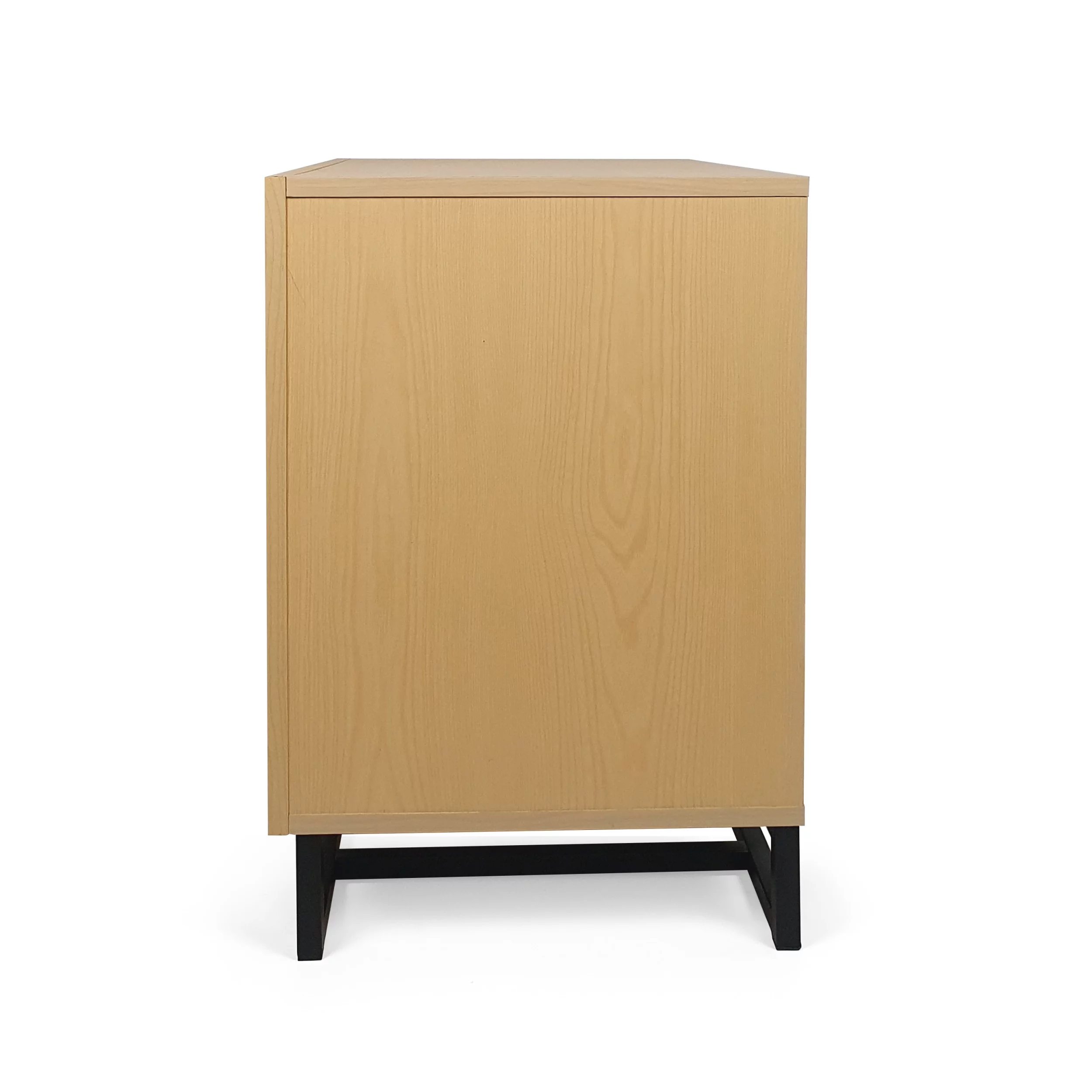 Noble House Cayuga Faux Wood 2 Piece 4 Drawer Dresser and Nightstand Bedroom Set, Natural and Black