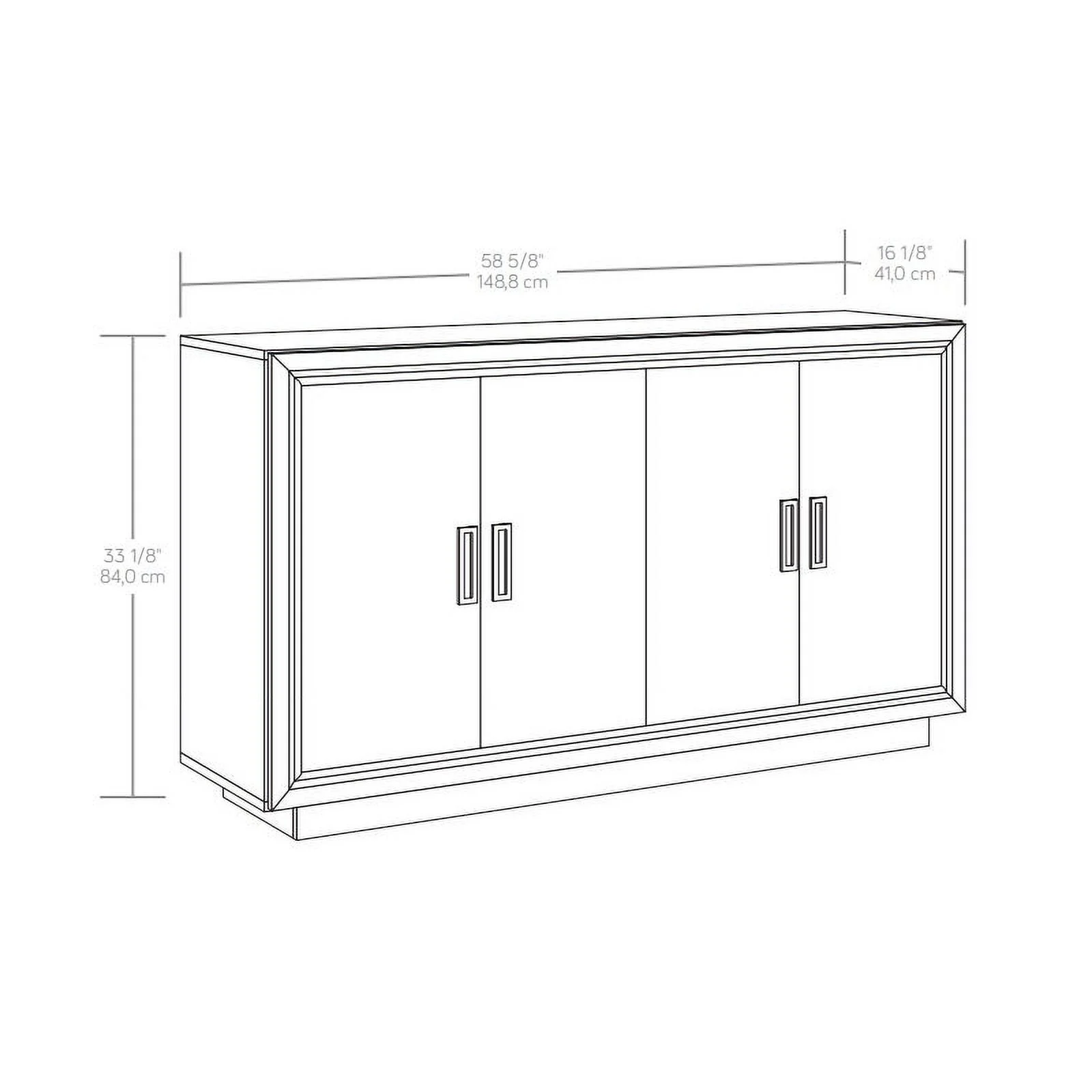 Pemberly Row Modern Engineered Wood Credenza in Ashen Oak Finish