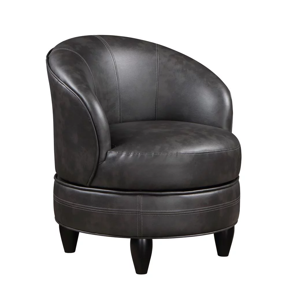 Sophia Swivel Accent Chair in Gray Faux Leather