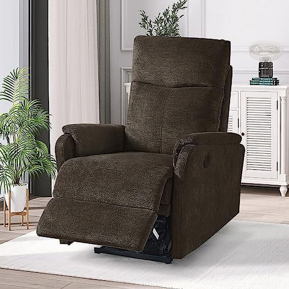 RUNFAYBIU Power Recliner Chair for Living Room  Adjustable Home Modern Fabric Recliner Chair with USB Charge Port  Recliner Single Chair for Small Space  Dark Brown