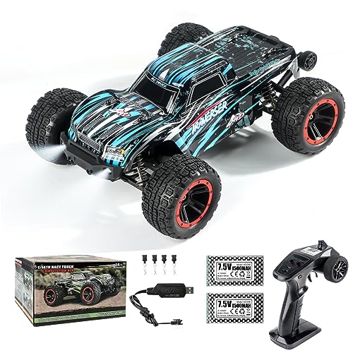 Double Delight 1:14 Scale RC Truck - 38+ KM/H High Speed, 2.4G All-Terrain Off-Road Remote Control Car for Boys & Adults | 40+ Min Playtime with 2 Rechargeable Batteries (Blue)