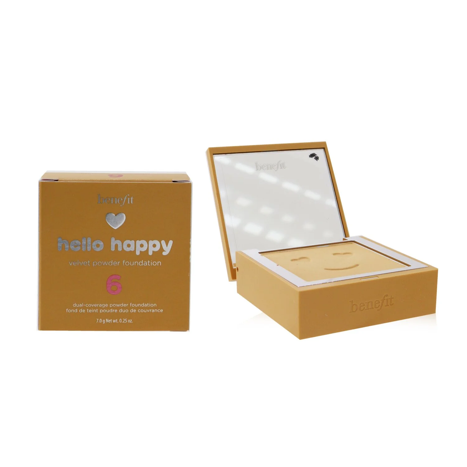 Benefit Hello Happy Velvet Powder Foundation - # 7 Medium Tan Neutral  7g/0.25oz