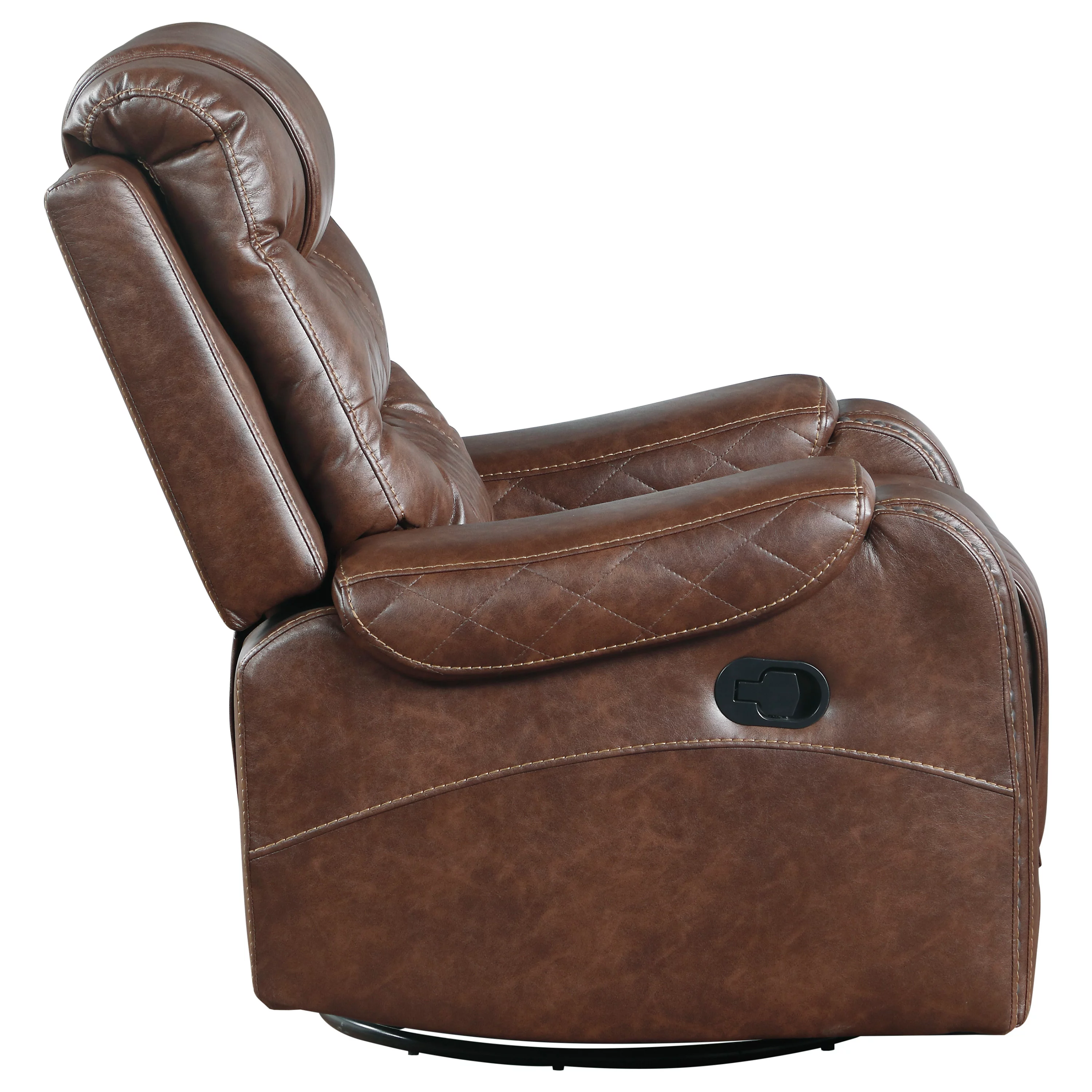 Polished Microfiber Swivel Glider Recliner, Brown