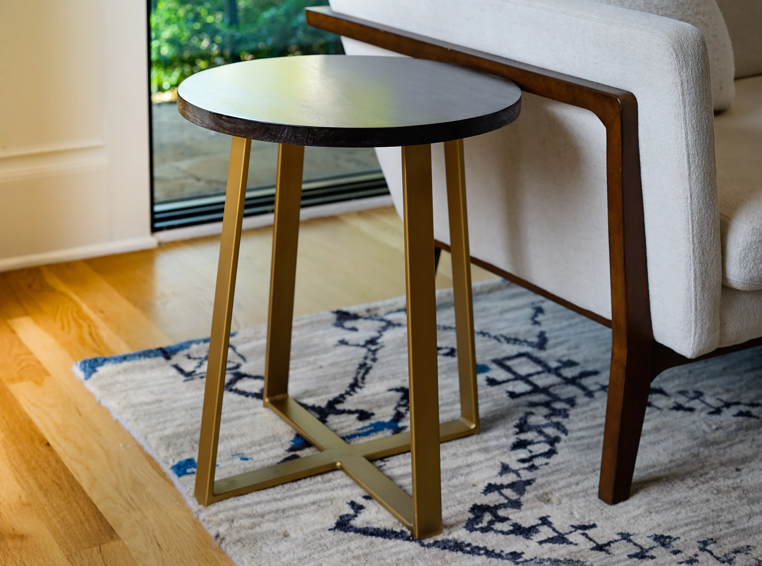 Posh Pollen Ross Black Wood Round Side Table, Black