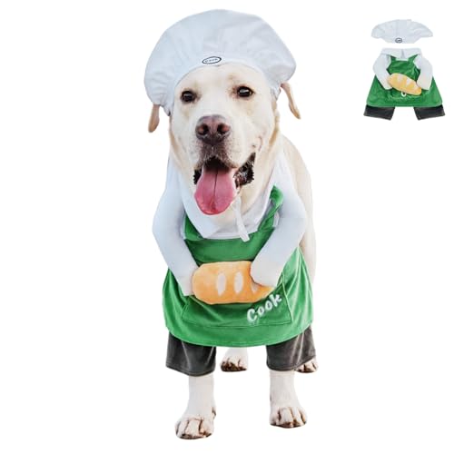 Dog Halloween Vampire Devil Cloak Cape, Red Black Classic Pet Costume for Small Medium Large Dogs, Holiday Cosplay Special Events (Chef-Green, B3)