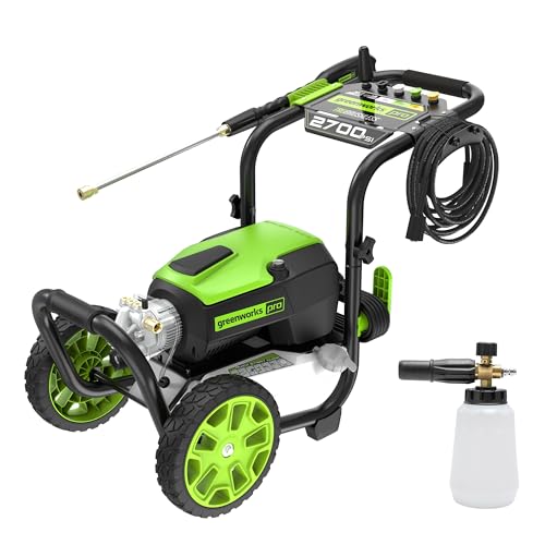 Greenworks 3000 PSI Pressure Washer (2.0 GPM Max) with Foam Cannon – Easily Remove Dirt and Grime on Siding, Fences, Patios,